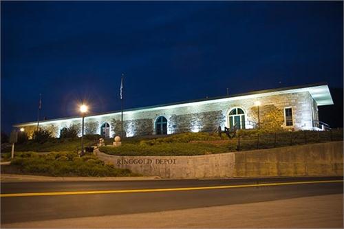 Ringgold Depot lit up at night