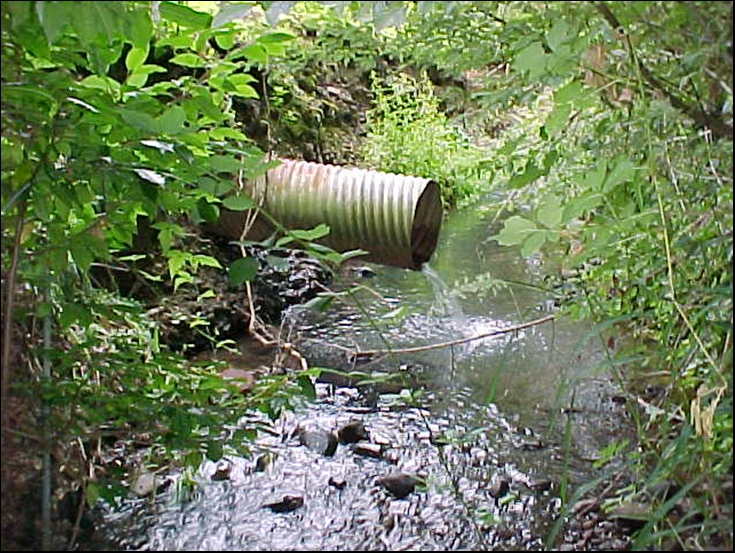 Storm drain in river